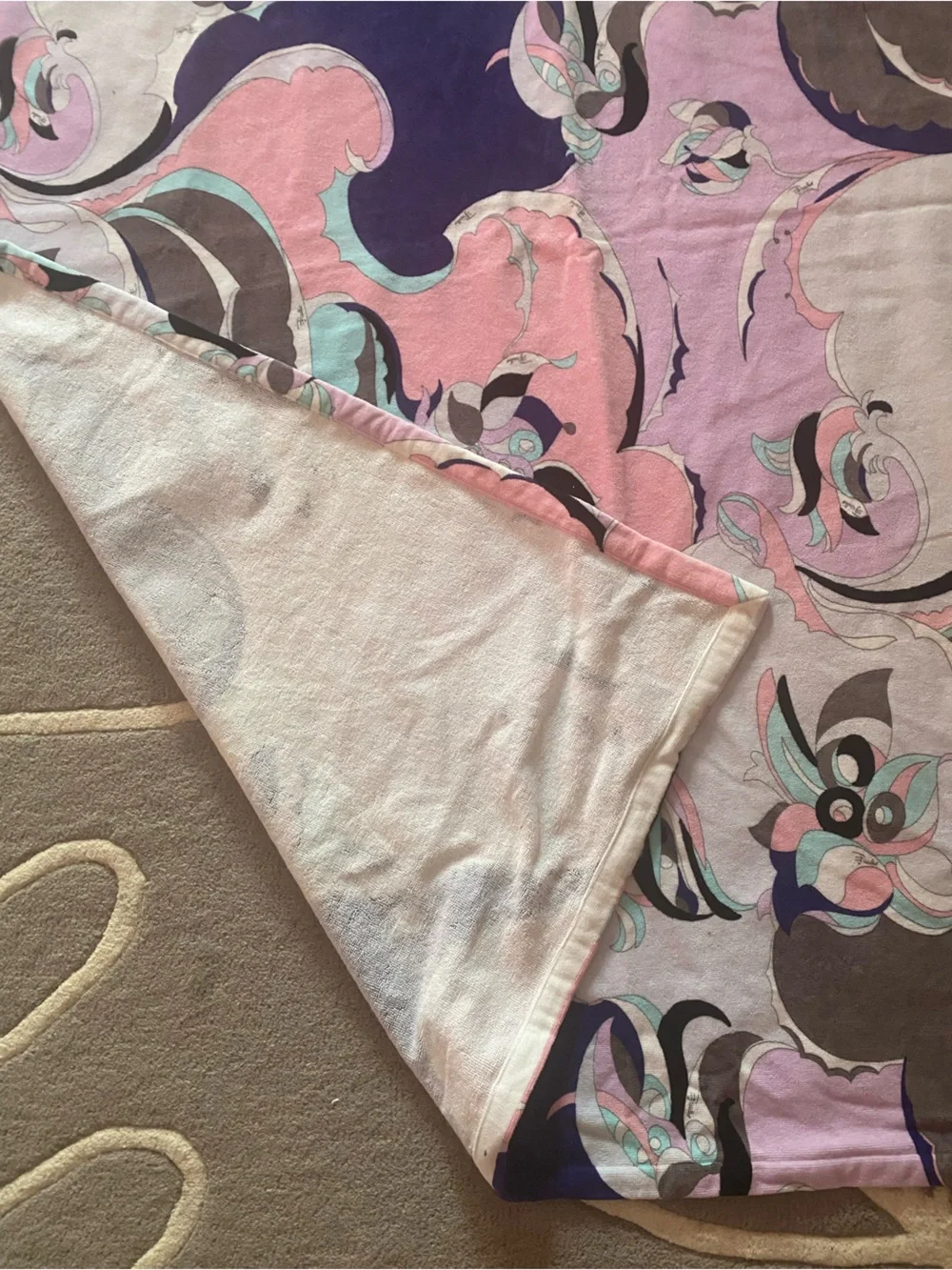 EMILIO PUCCI LARGE VINTAGE BATH TOWEL, 100% COTTON, MADE IN ITALY